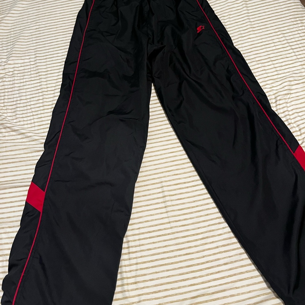 Vintage Starter windbreaker pants. Black & red. So sick!